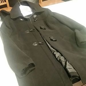 Nautica wool coat with hood, zipper and buttons